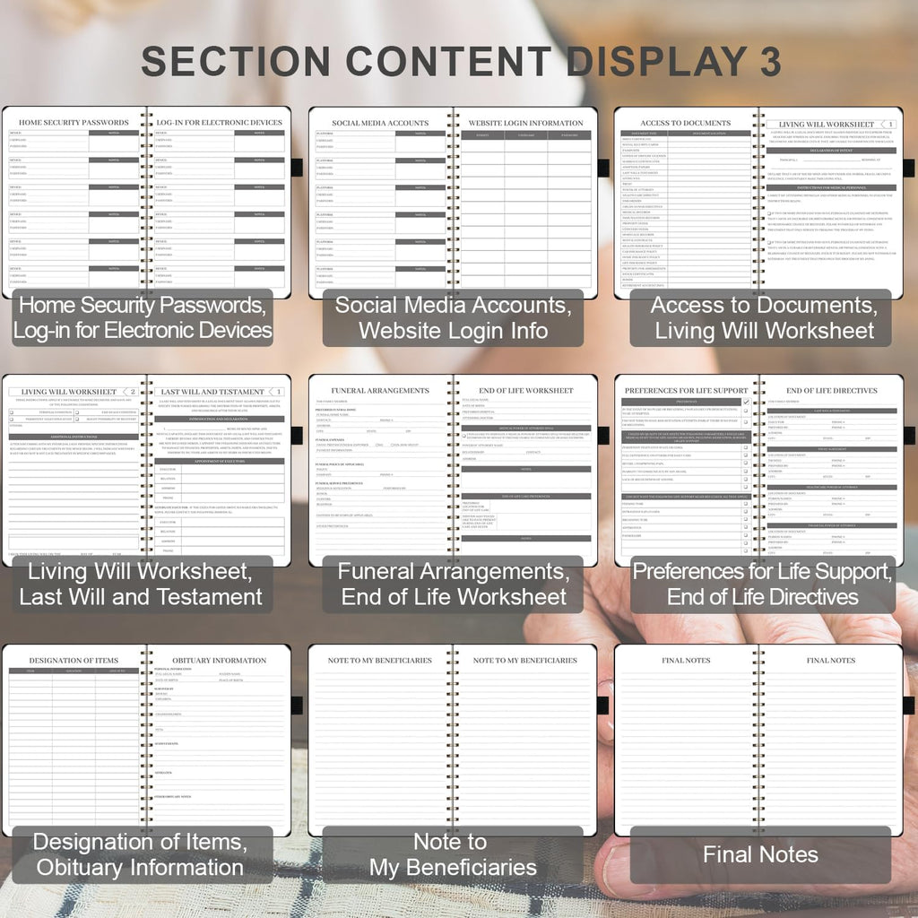 End of Life Planner, Spiral Estate Planning Organizer for Senior, Final Arrangements Just in Case I Die Book Organizer, Will Preparation, Last Wishes & Funeral Planning Notebook for Beneficiary, Death