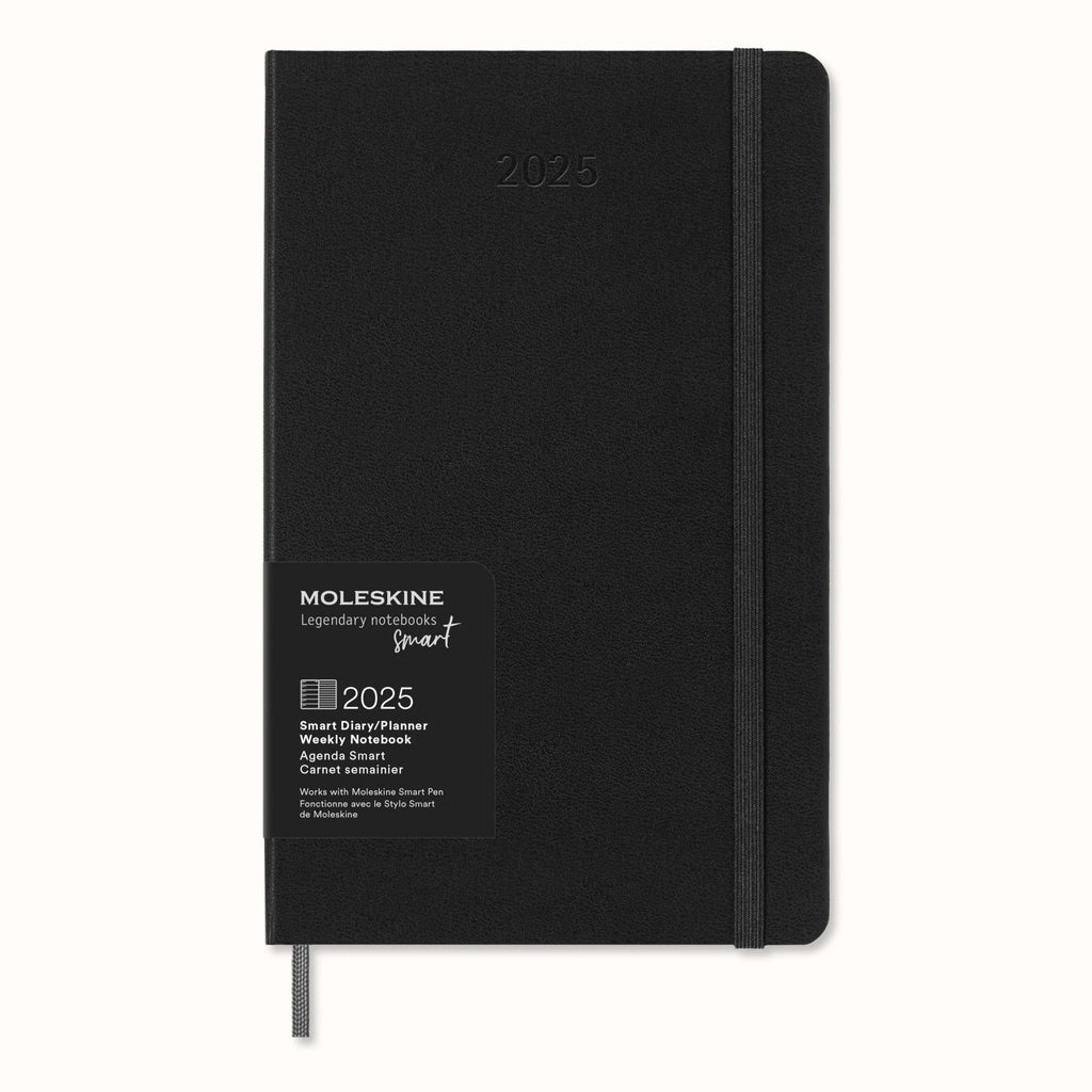 Moleskine Weekly Smart Planner PRO 12 Months 2025, Smart Planner PRO, Agenda 2025, Elastic Closure, Black Colour, Size Extra Large 19 x 25