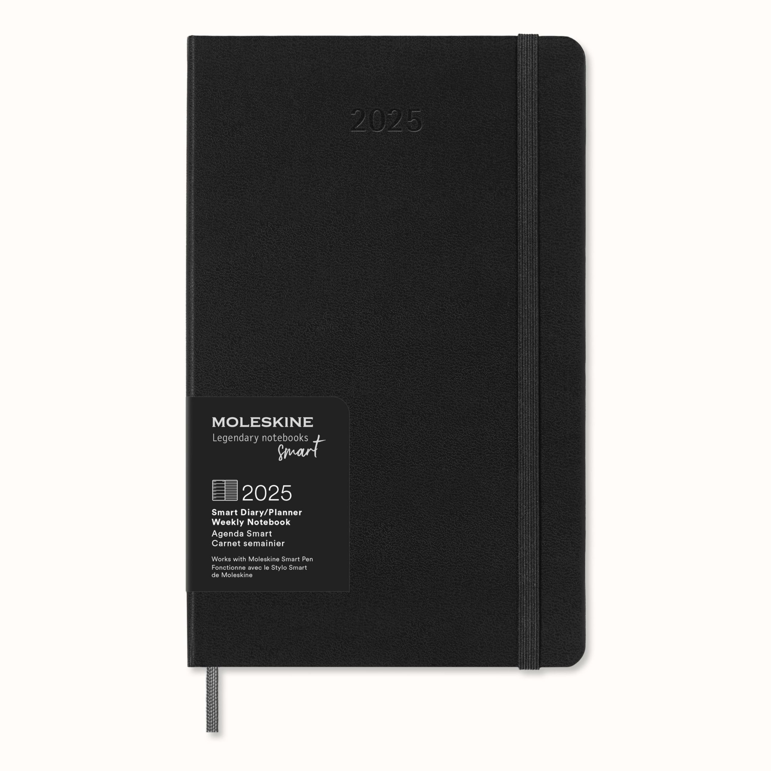 Moleskine Weekly Smart Planner PRO 12 Months 2025, Smart Planner PRO, Agenda 2025, Elastic Closure, Black Colour, Size Extra Large 19 x 25